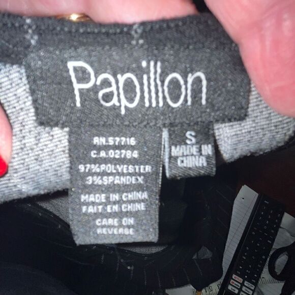 Papillon black & white pinstriped wide leg jumper small - Picture 4 of 5